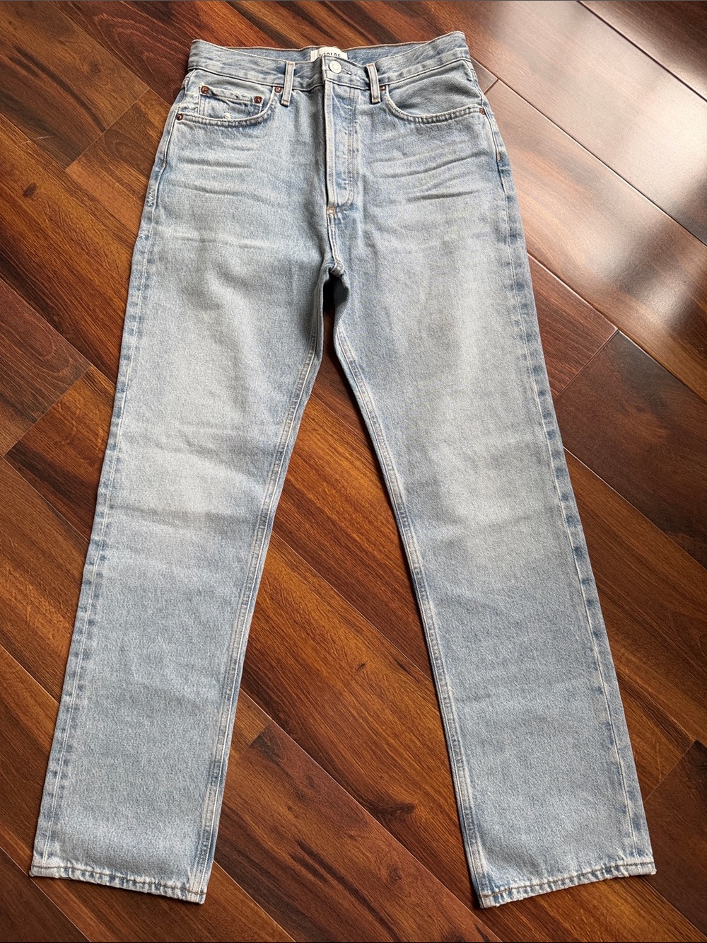 AGOLDE Lana Button Fly Straight High Rise Light Wash Jeans 81369 Women’s 26